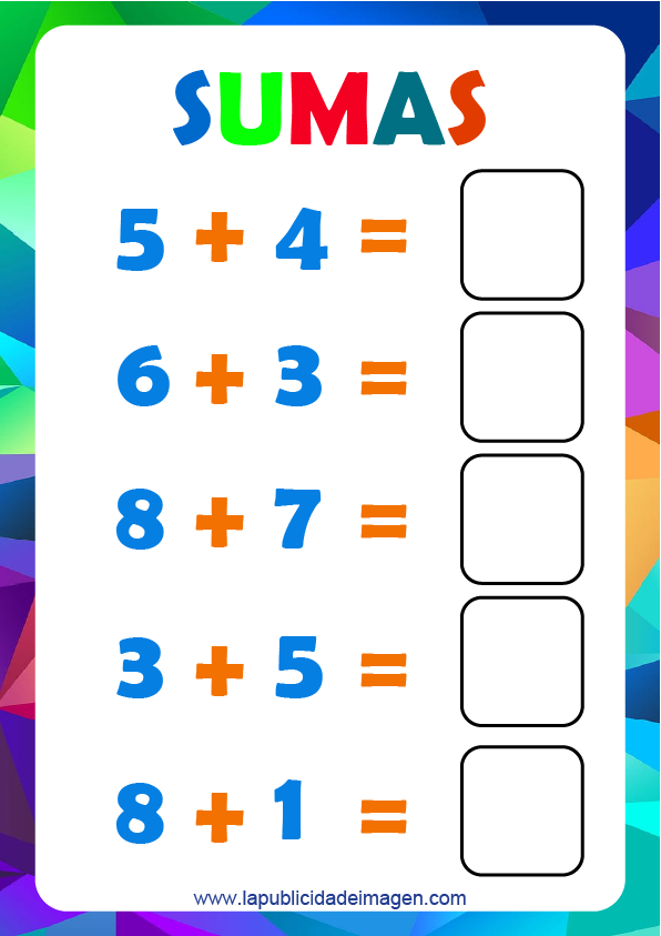 sumas para preescolar