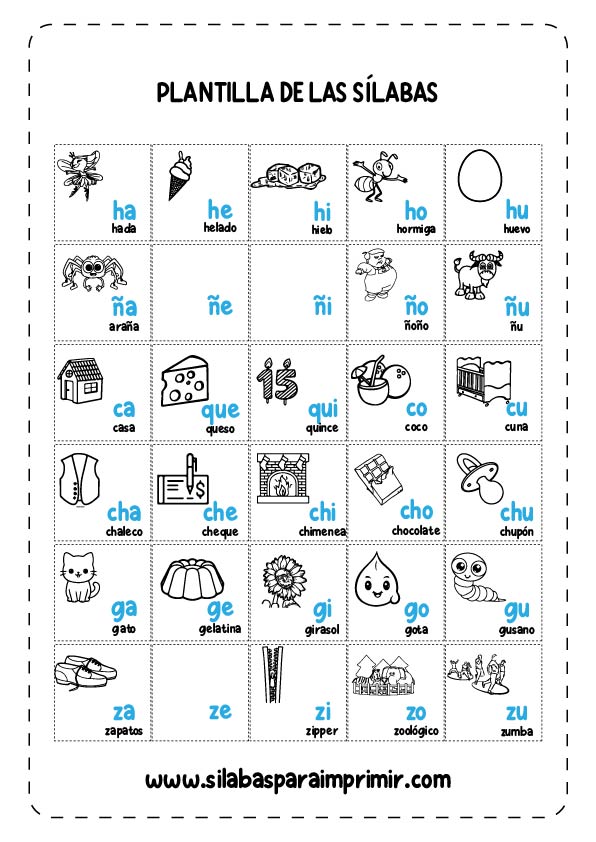 Plantilla de las silabas