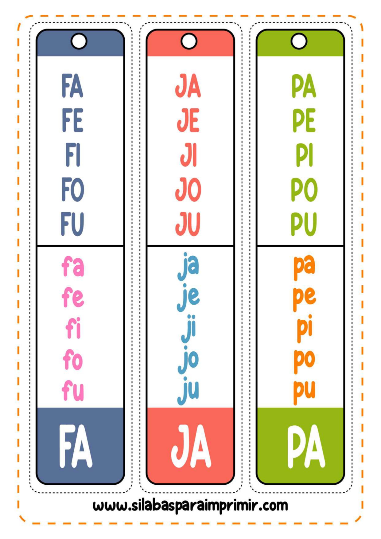 llavero de lectura de silabas