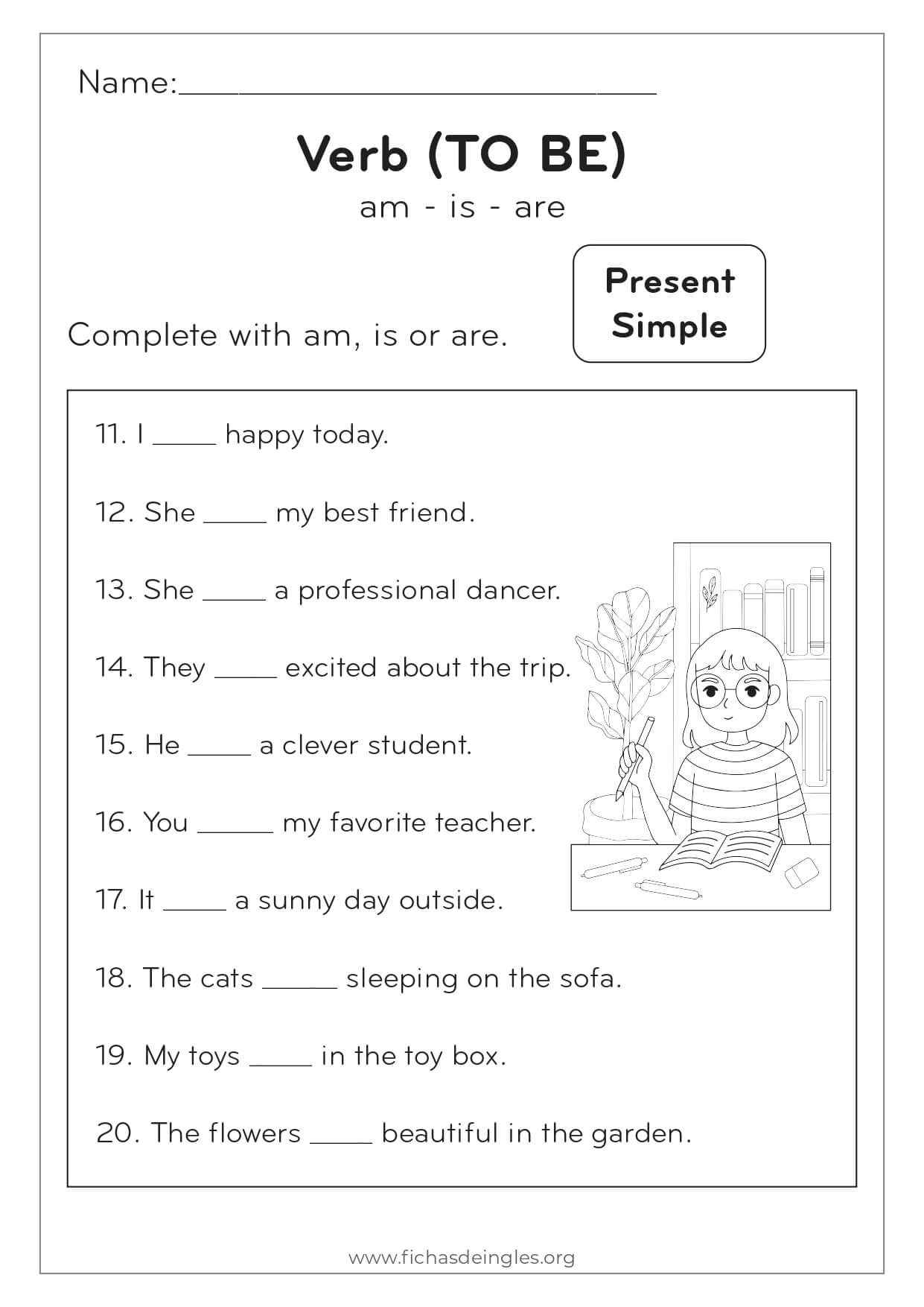 verbo to be fichas de ingles