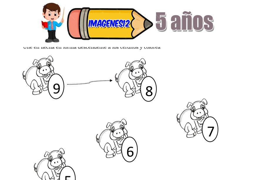 NÚMEROS DESCENDENTES 9 AL 1